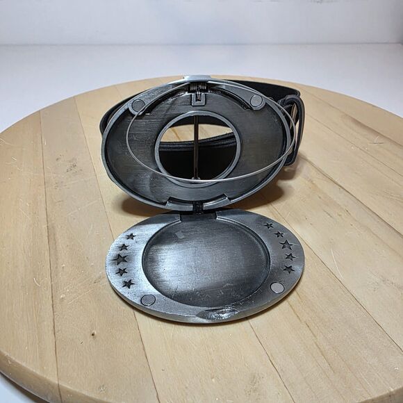 Bevbuckle Silver Tone American Flag Belt Buckle Drink Holder Oval Shaped - Picture 7 of 11